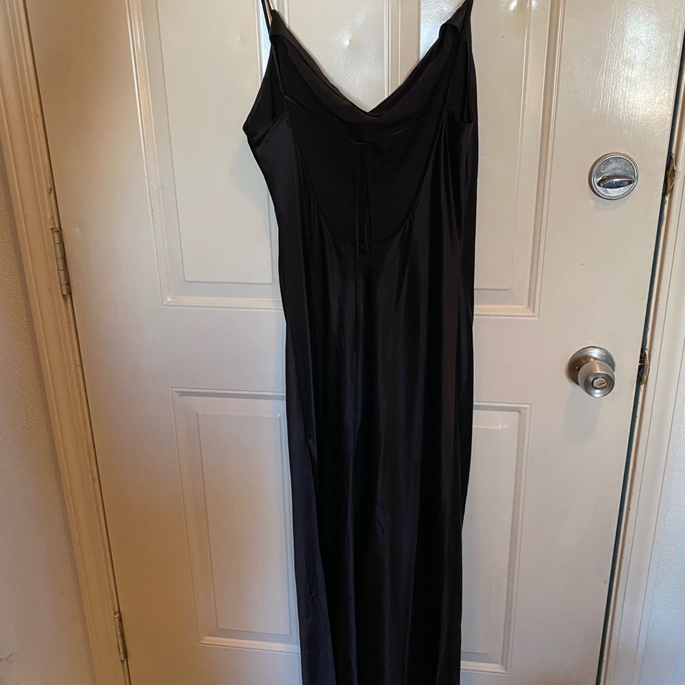 Elegant Black Satin Slip Dress